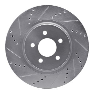 Ford Mustang Brake Rotor (1) - Front Left - R1 Concepts - Drilled & Slotted - Silver - `94-`04 Ford Mustang Brake Rotor (1) - Front Left - R1 Concepts - Drilled & Slotted - Silver - `94-`04
